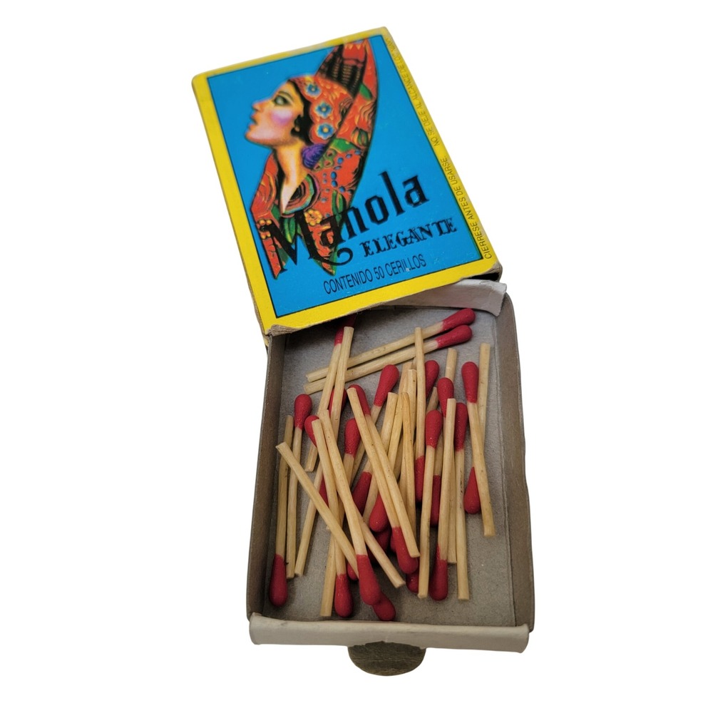 Manola Elegante Vintage Matchbox Mexico Blue Yellow Good 50 Cerillos Matches - Picture 7 of 7
